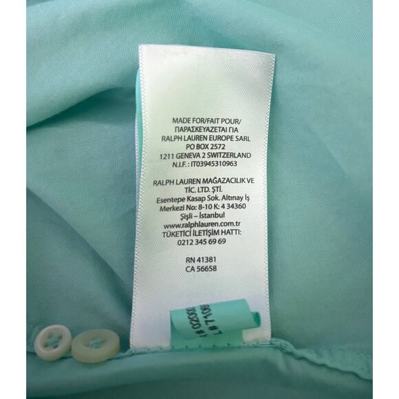 Ralph Lauren Aqua Teal Slim Fit Featherweight Twill Button Down Shirt Men's XL - Picture 9 of 9